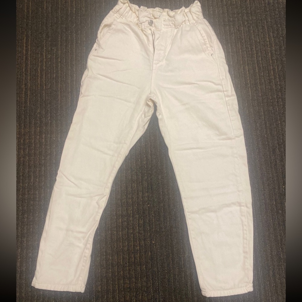 Zara off white paperbag pants